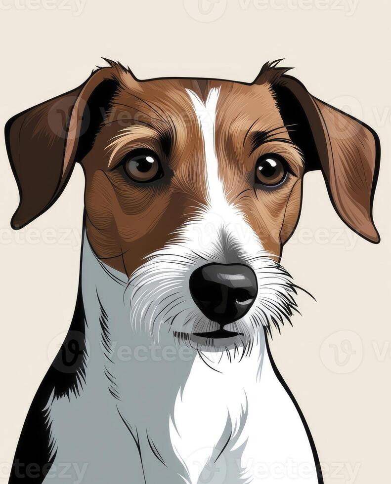 Jack Russell Terrier Portrait Cute Dog with Brown White and Black Fur photo