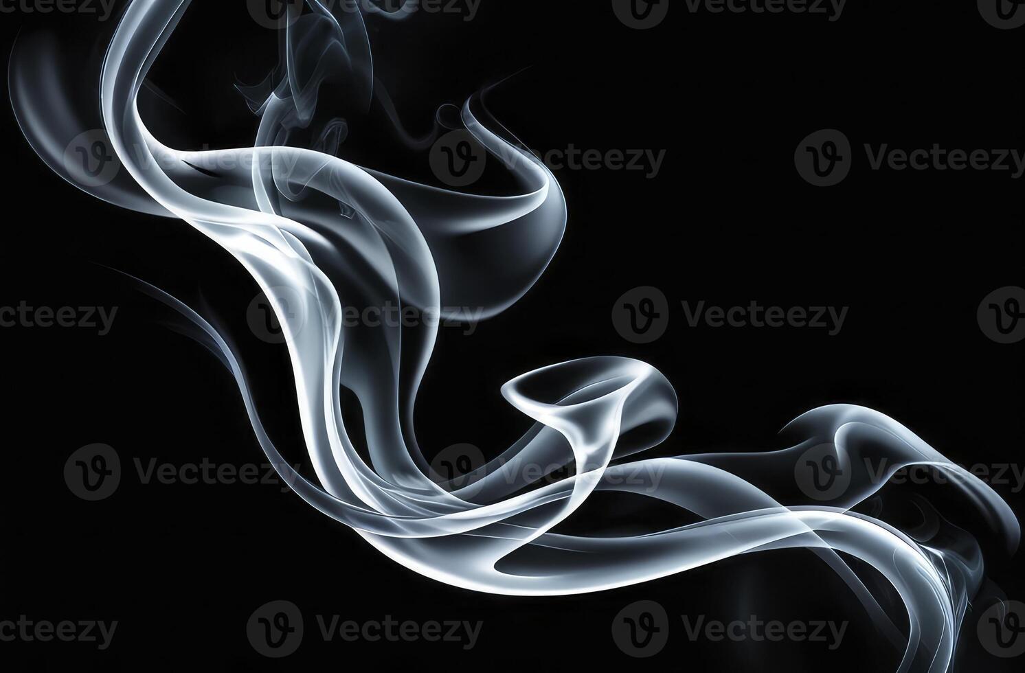 Swirling Smoke Plumes Abstract Art Against Black Background for Creative Design photo