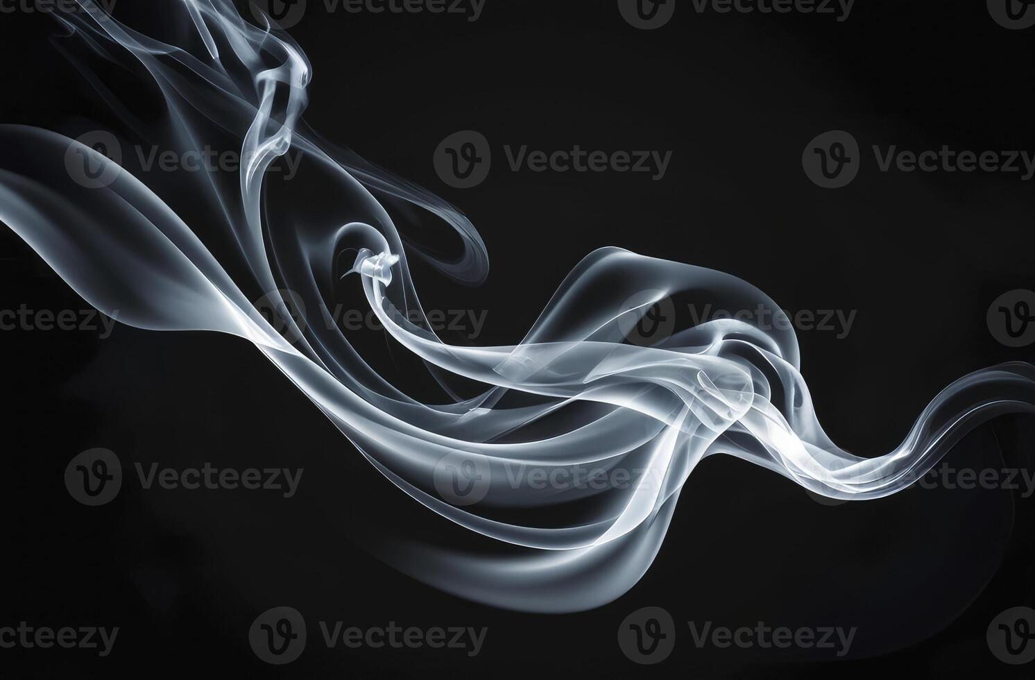 Elegant White Smoke Flowing on Dark Background for Creative Designs photo