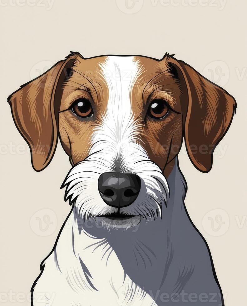 Jack Russell Terrier Portrait with White and Brown Fur Illustration photo