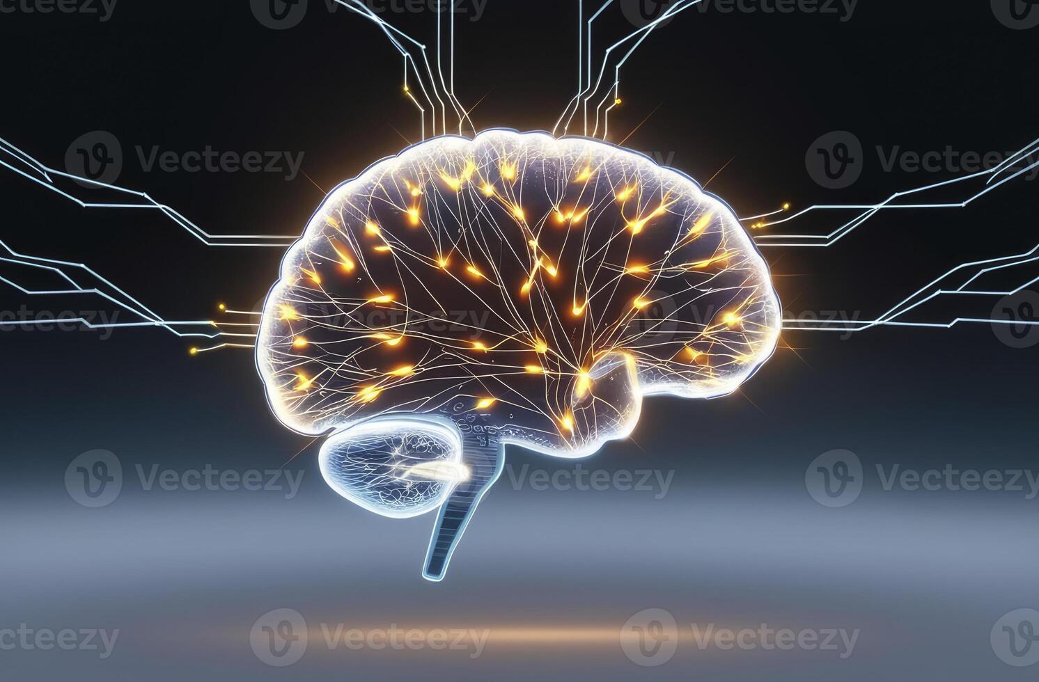 Brain with Neural Network Connections Glowing Artificial Intelligence Concept photo
