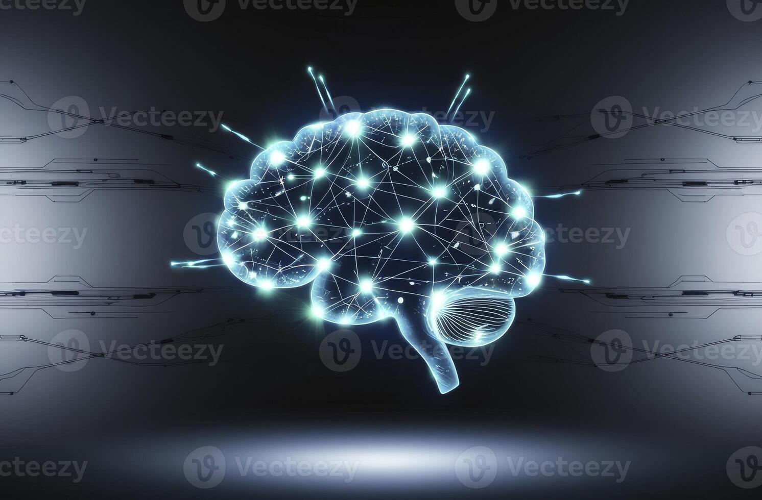 Brain Network Connecting with Futuristic Technology Concept Illustration photo