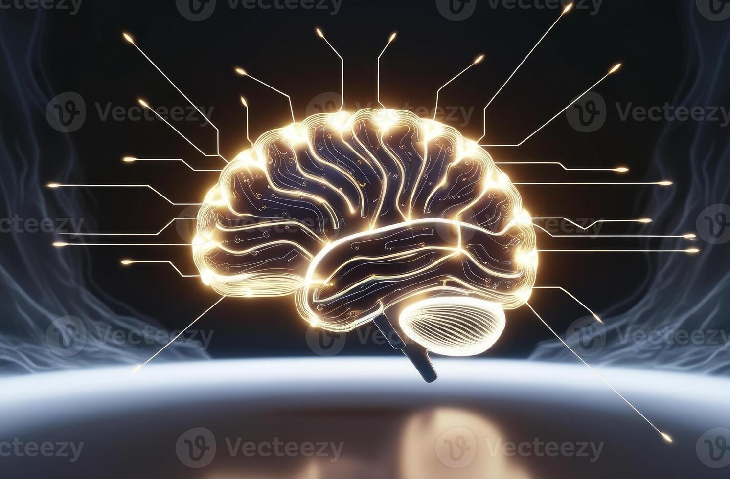 Glowing Brain with Circuit Connections Illustrating Artificial Intelligence and Technology photo