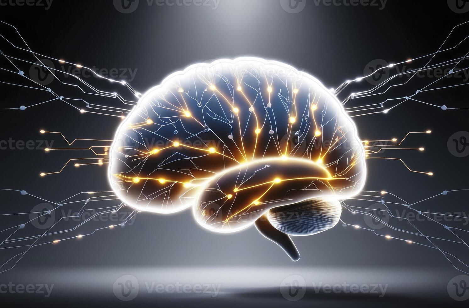 Brain with Neural Network Connections Artificial Intelligence Concept for Technology photo