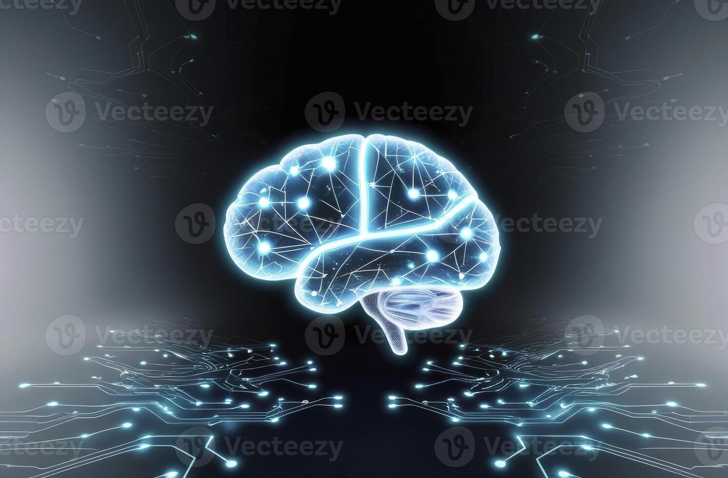 Digital Brain Illustration Representing Artificial Intelligence Technology and Innovation Concept photo