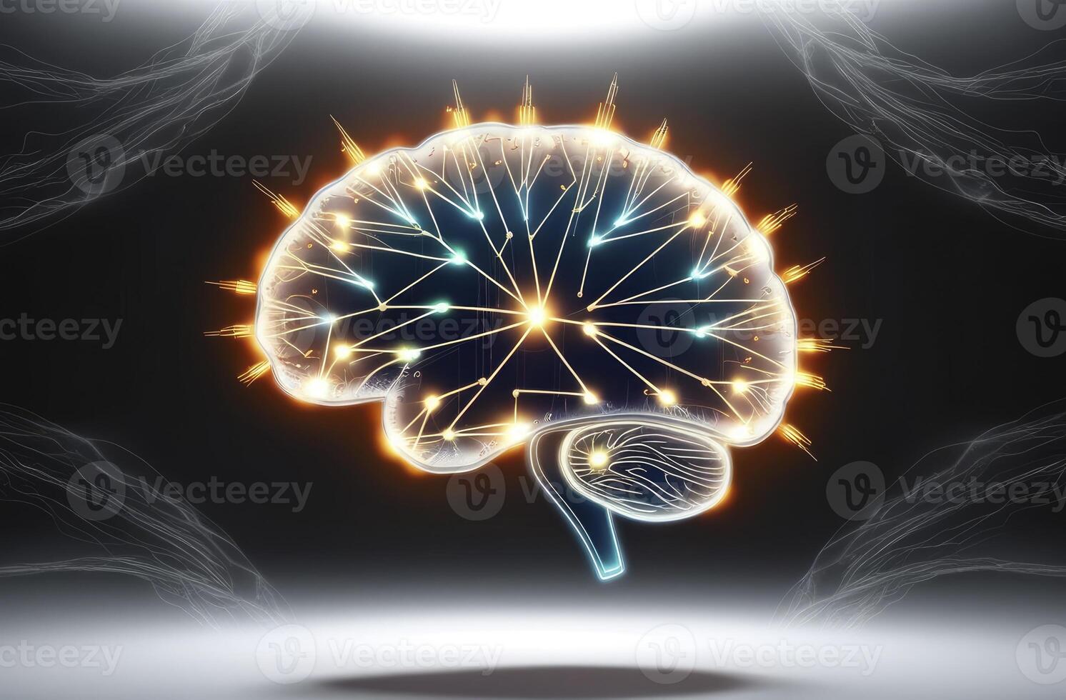 Glowing Brain Illustration Depicting Neural Connections and Artificial Intelligence Concept photo