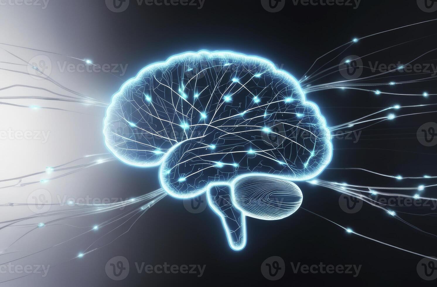 Human Brain with Neural Network Connections Glowing for Science and Technology photo