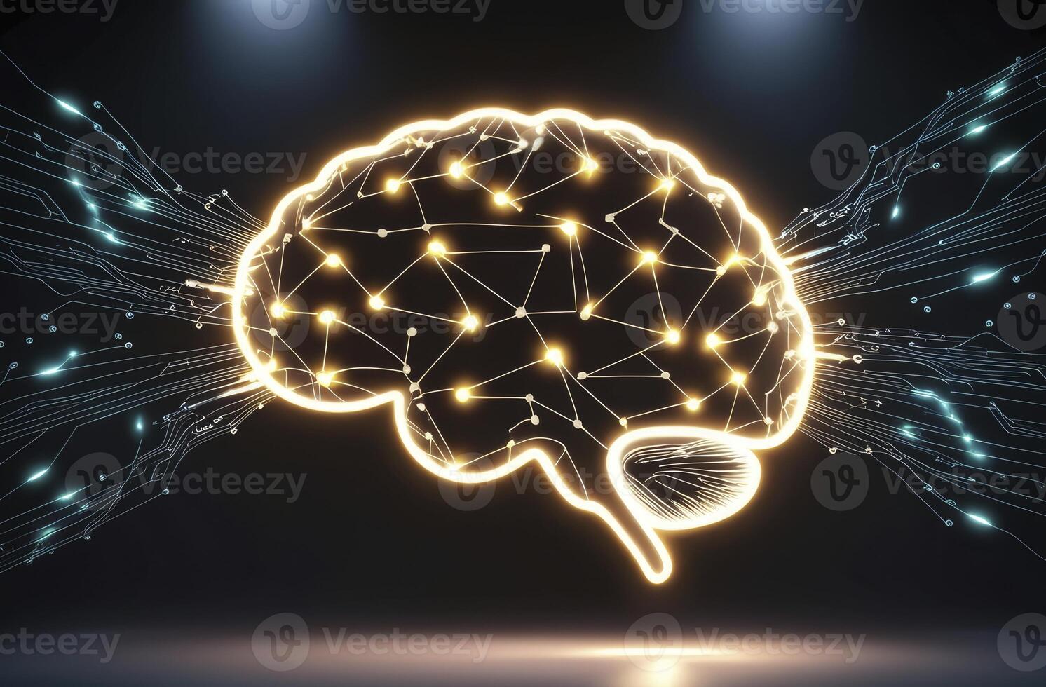 Glowing Brain with Network Connections Symbolizing Artificial Intelligence Technology photo