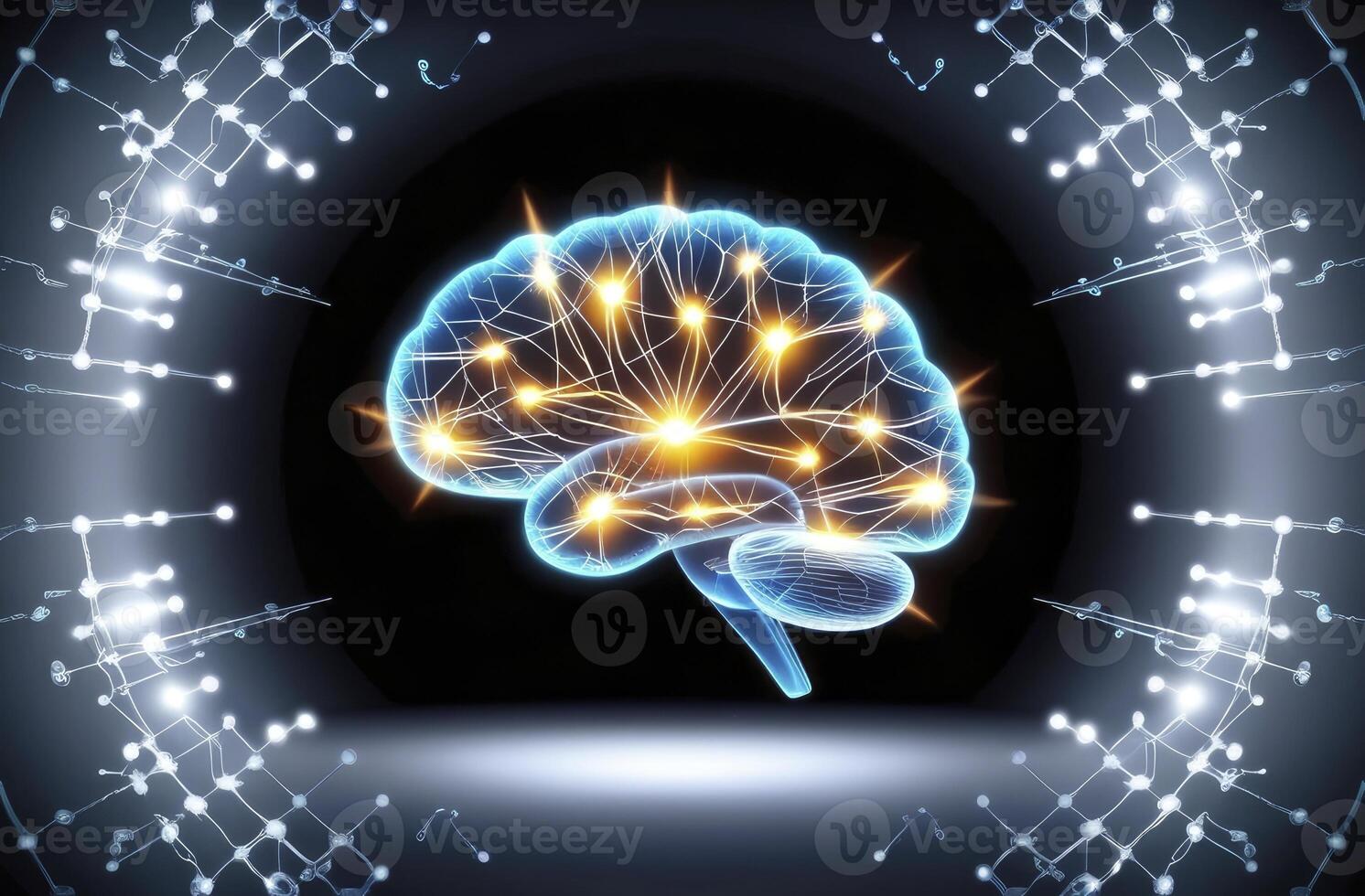 Human Brain with Neural Network Connection Representing Intelligence and Innovation photo