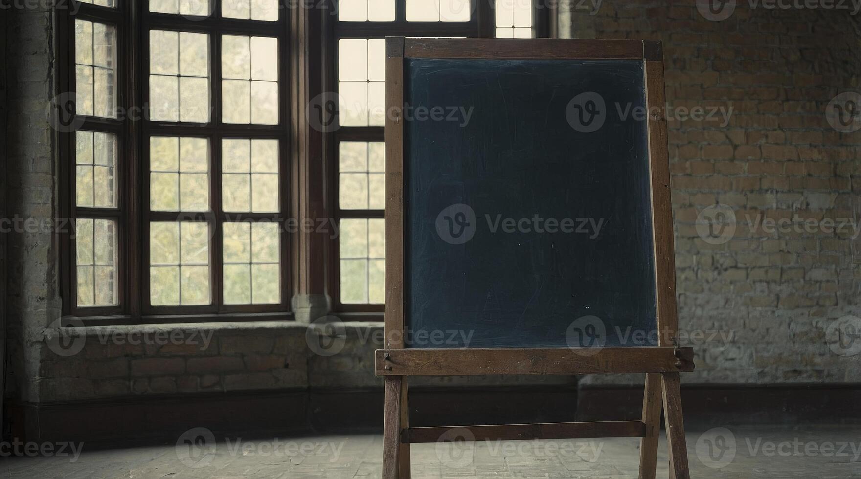 Standing Chalkboard in Vintage Classroom Setting with Window Light photo