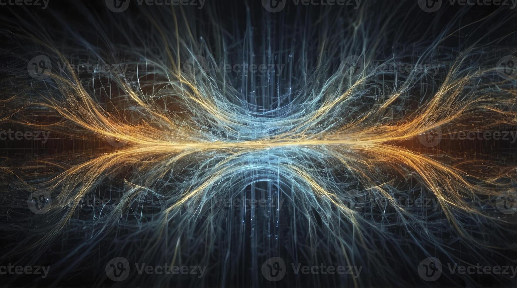 Abstract Fractal Art with Glowing Lines and Reflection for Creative Projects photo
