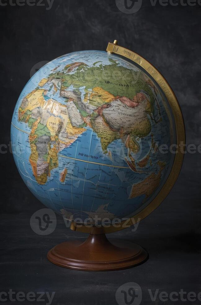 Classic World Globe with Detailed Continents on Stand Exploring Geography photo