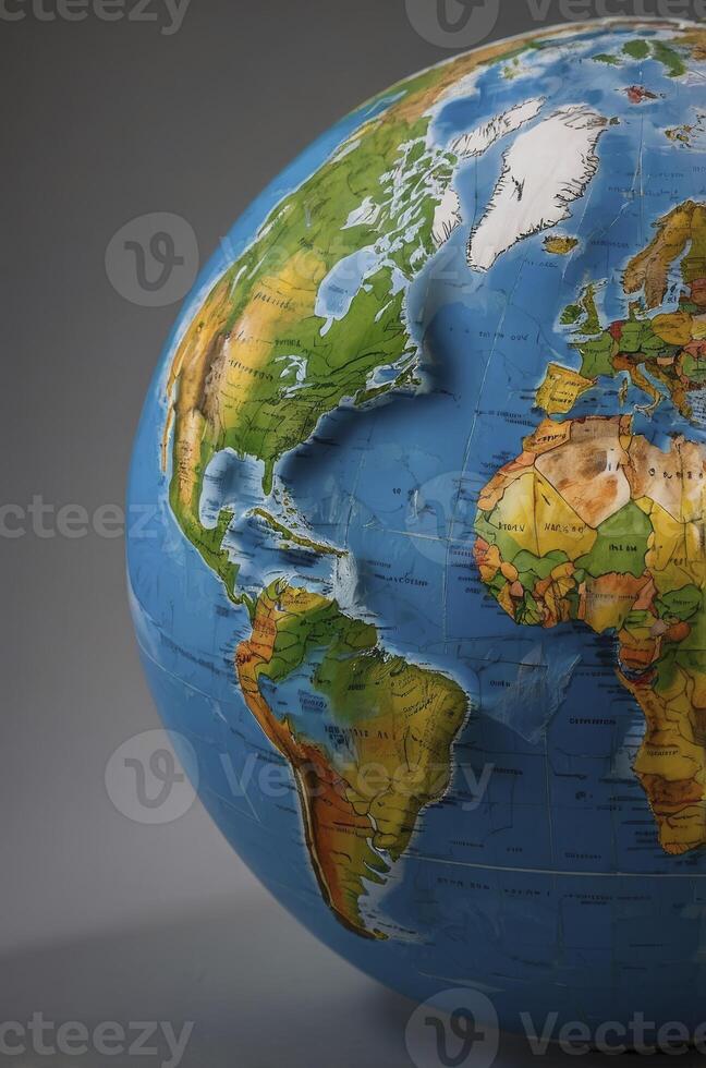 Examining World Globe Displaying Continents and Oceans for Education Purposes photo