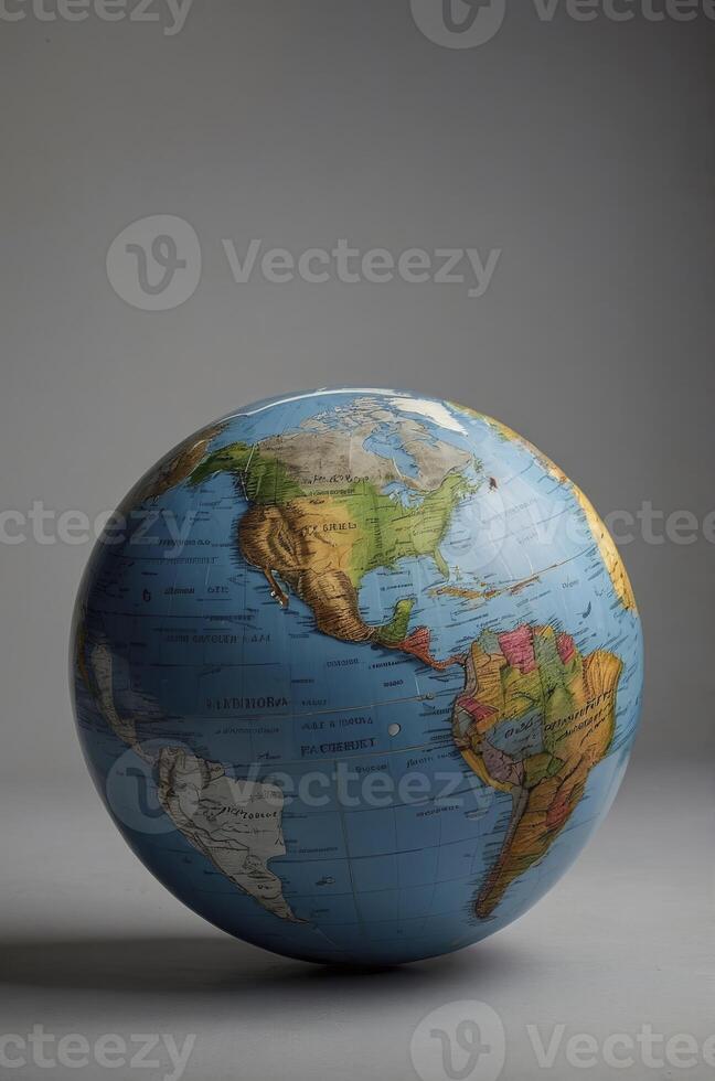 Vintage World Globe Featuring North and South America on Display photo