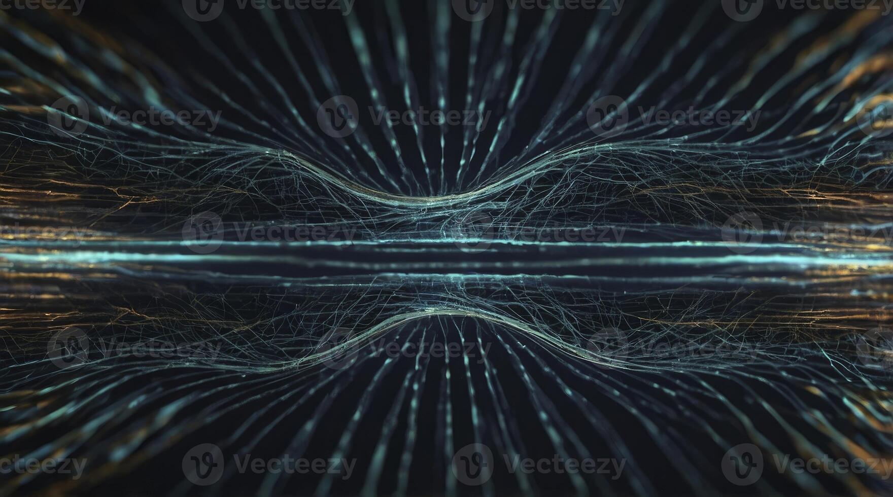 Abstract Wavy Light Streaks with Reflection on Dark Background photo