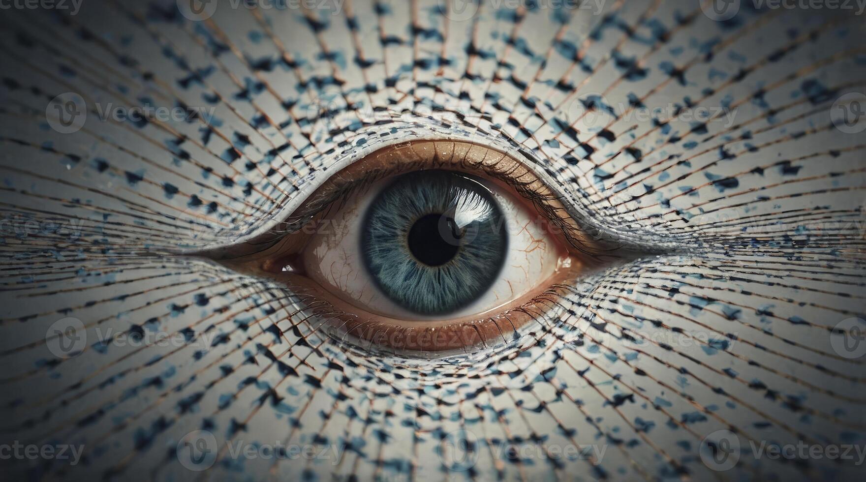 Close-up of Human Eye with Abstract Geometric Pattern Design photo