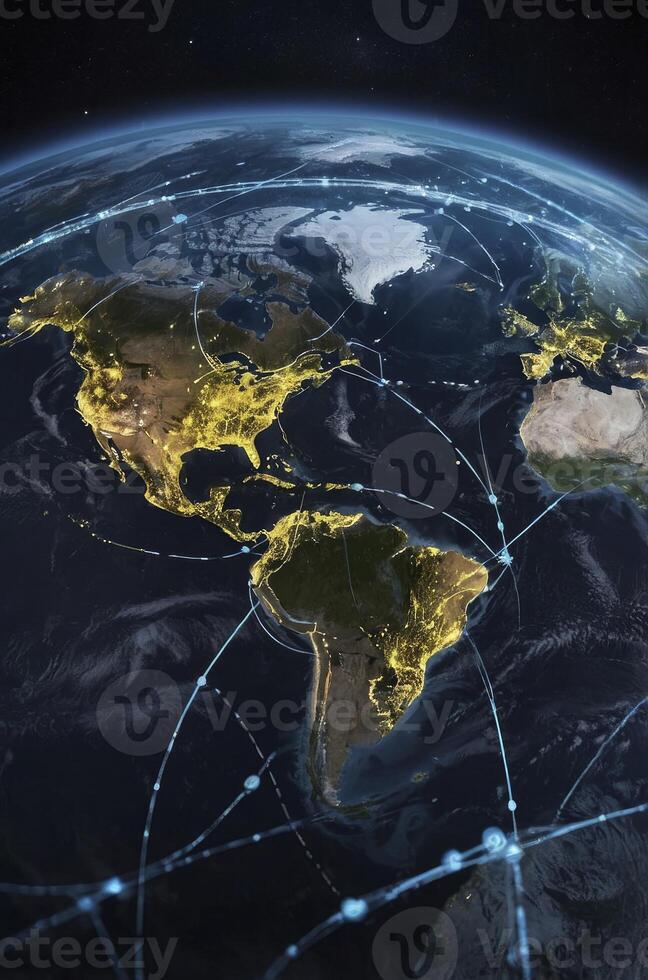 Global Network Connection with Earth View From Space for Communication Concept photo