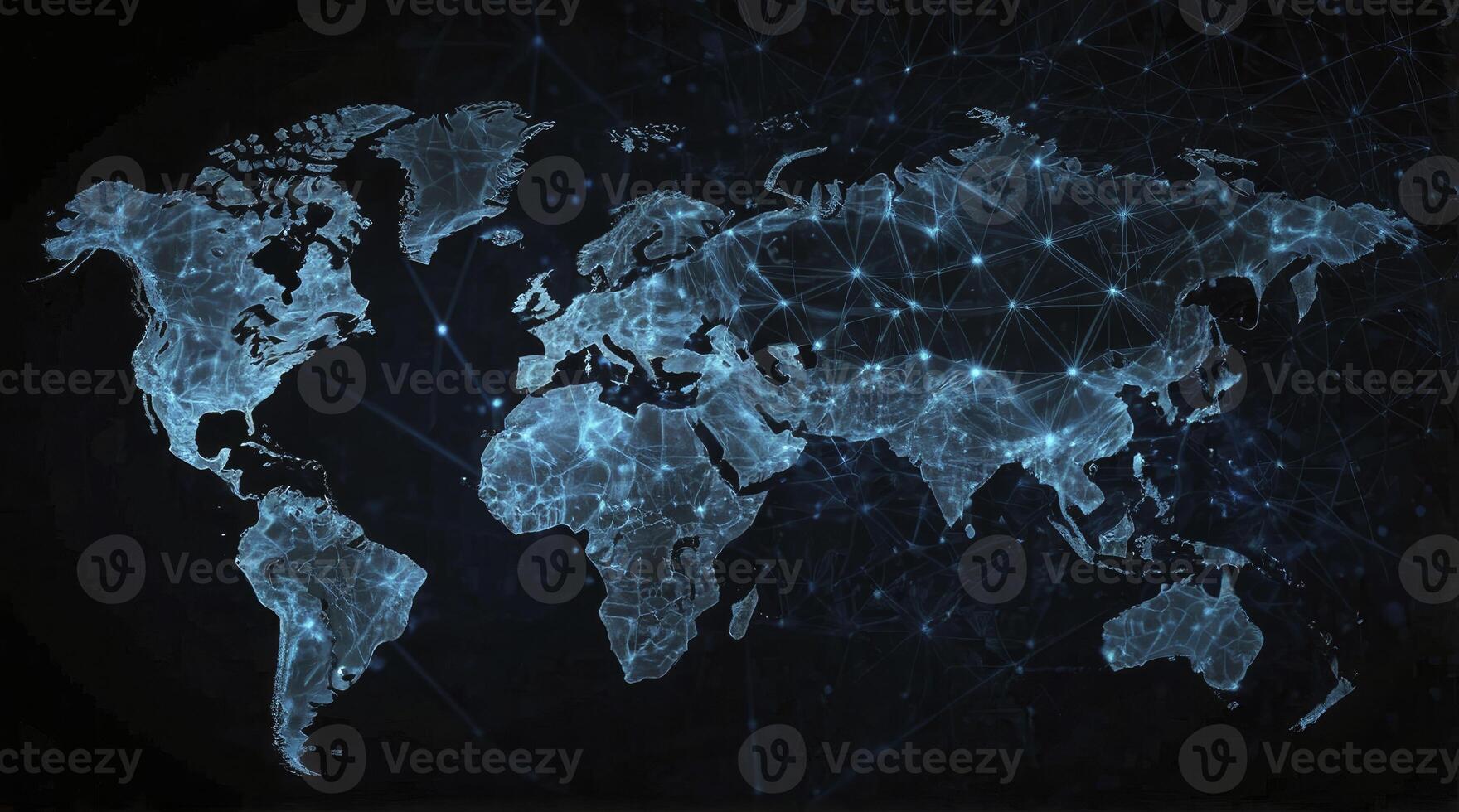 World Map Network Connecting Continents Global Technology Visualization photo