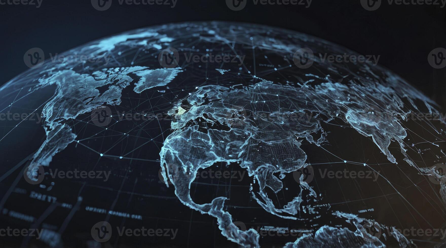Global Network Connecting World Continents with Data Visualization Technology photo