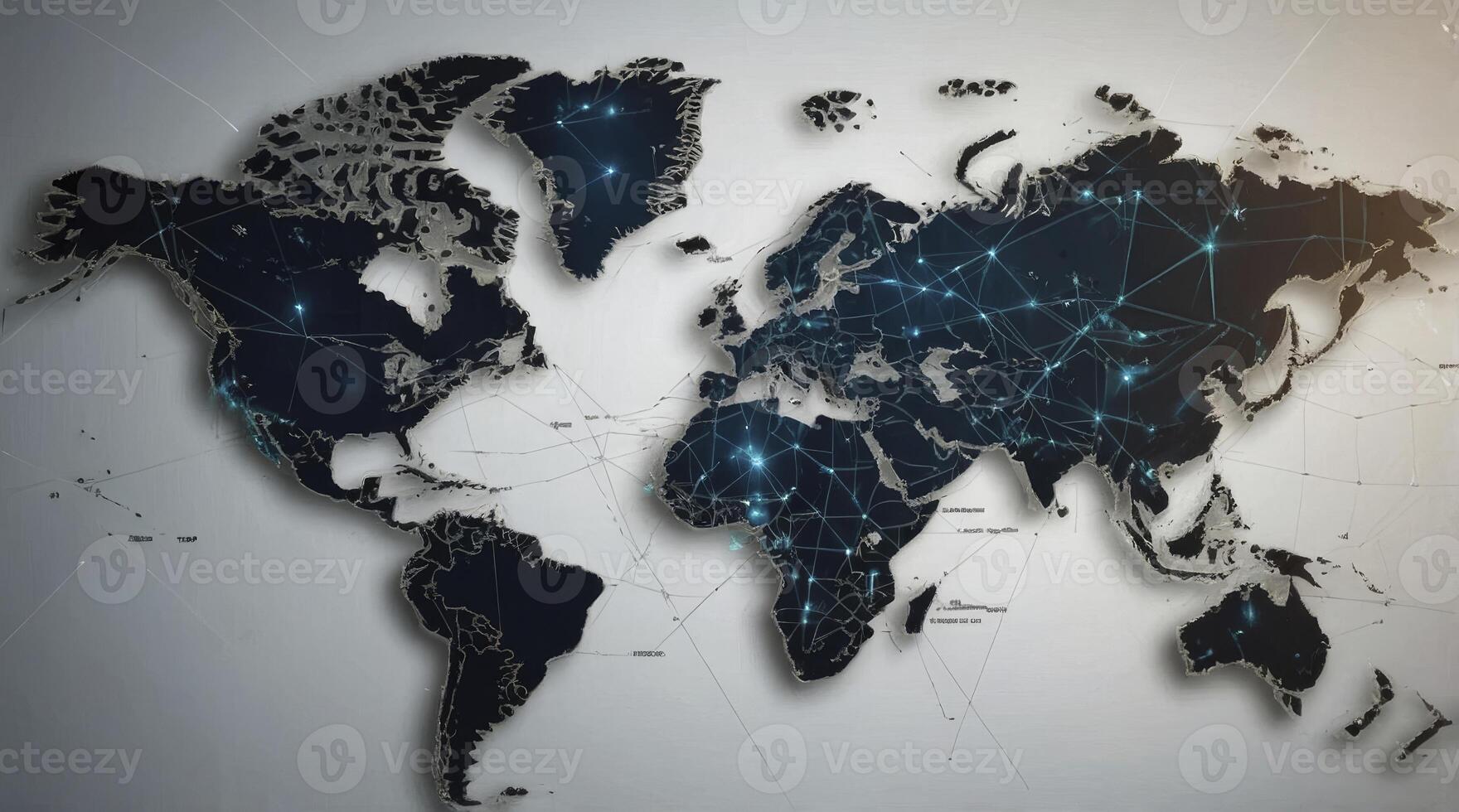 Global Network Connectivity World Map with Glowing Connections Illustration photo