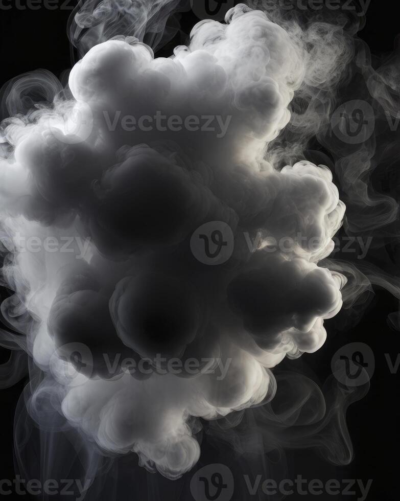 Abstract Smoke Cloud on Black Background Creative Effect for Design photo