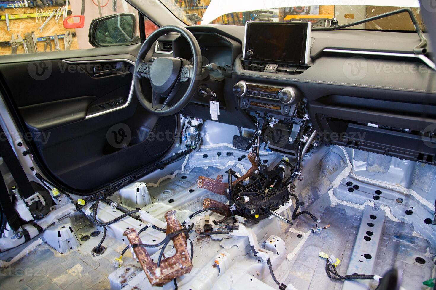 View from the inside of a submerged car photo