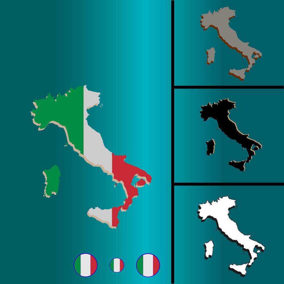 icon set flag map of Italy on blue gradient background vector
