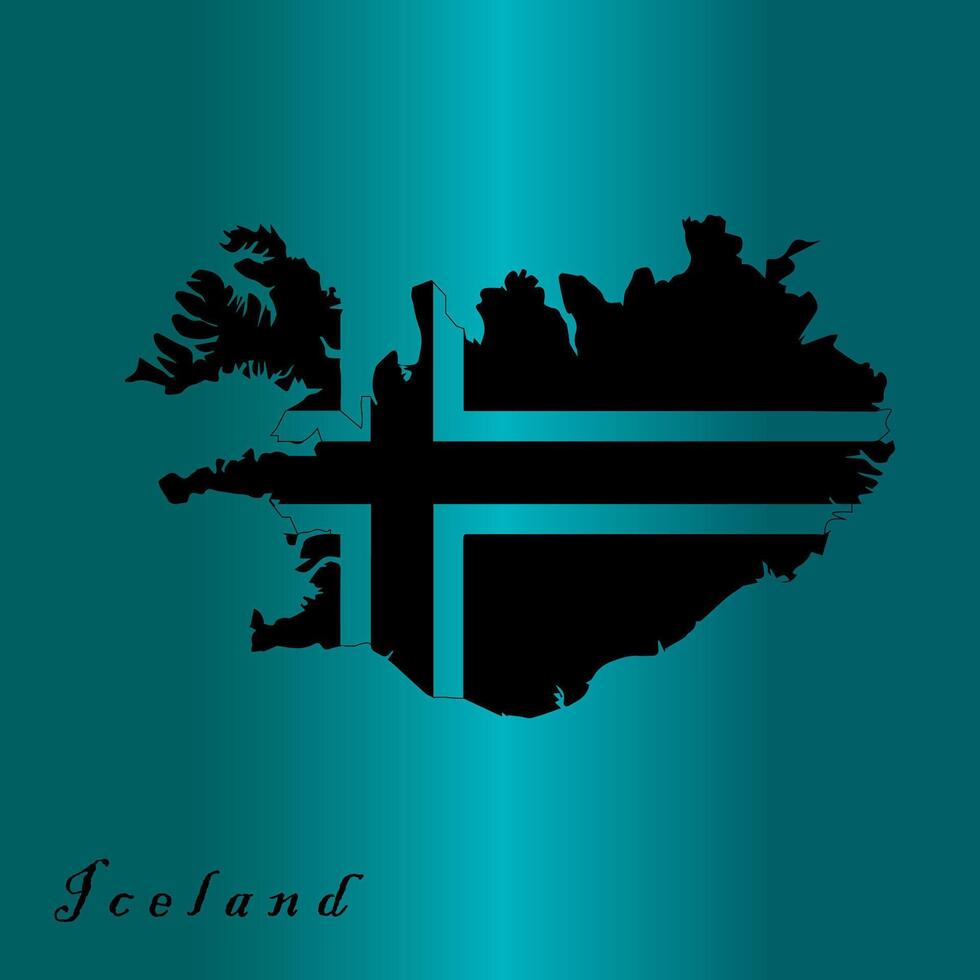 black iceland country map, blue gradient background vector