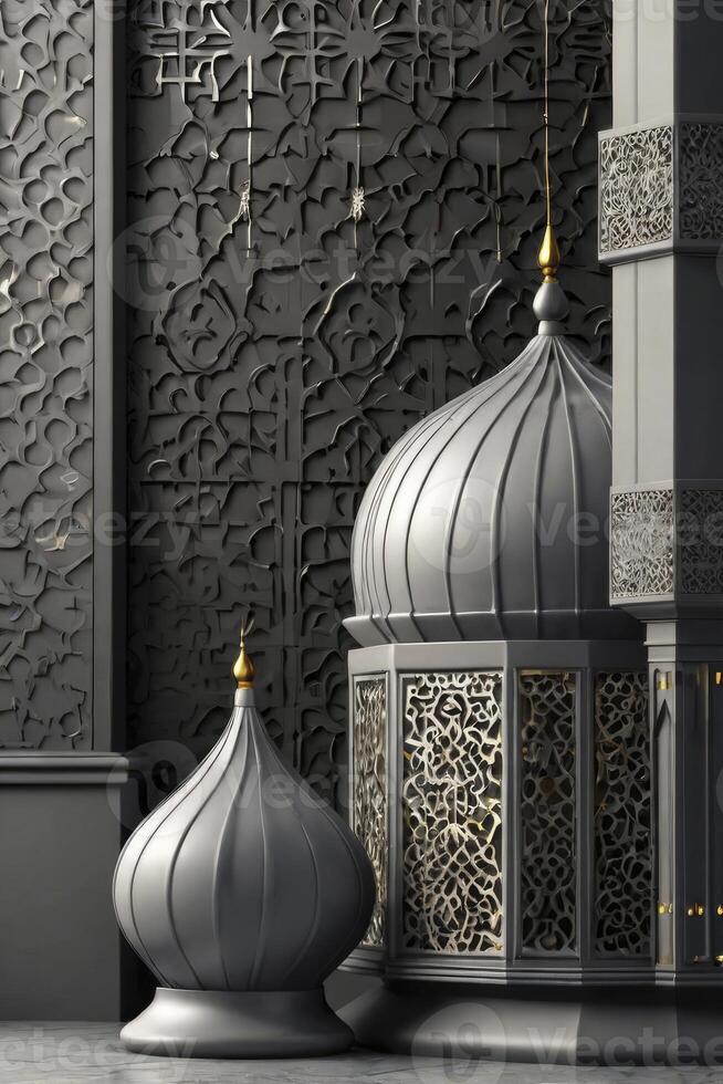 Elegant Islamic Architecture Model with Intricate Designs and Dome Decoration photo