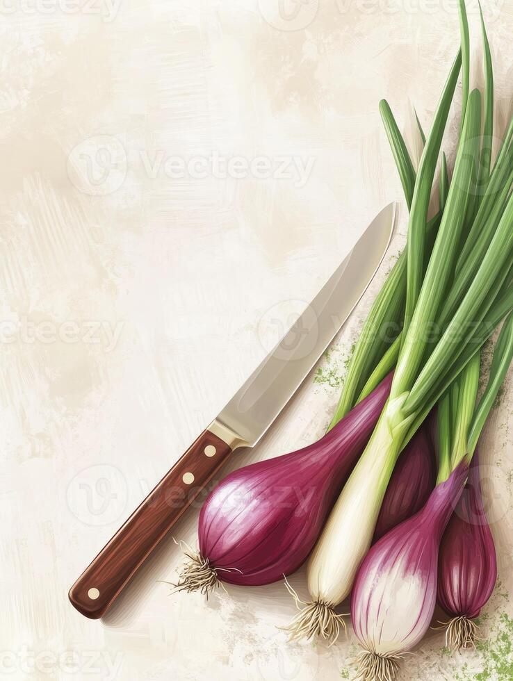 Preparing Red Onions with Sharp Knife for Culinary Dish Recipe photo