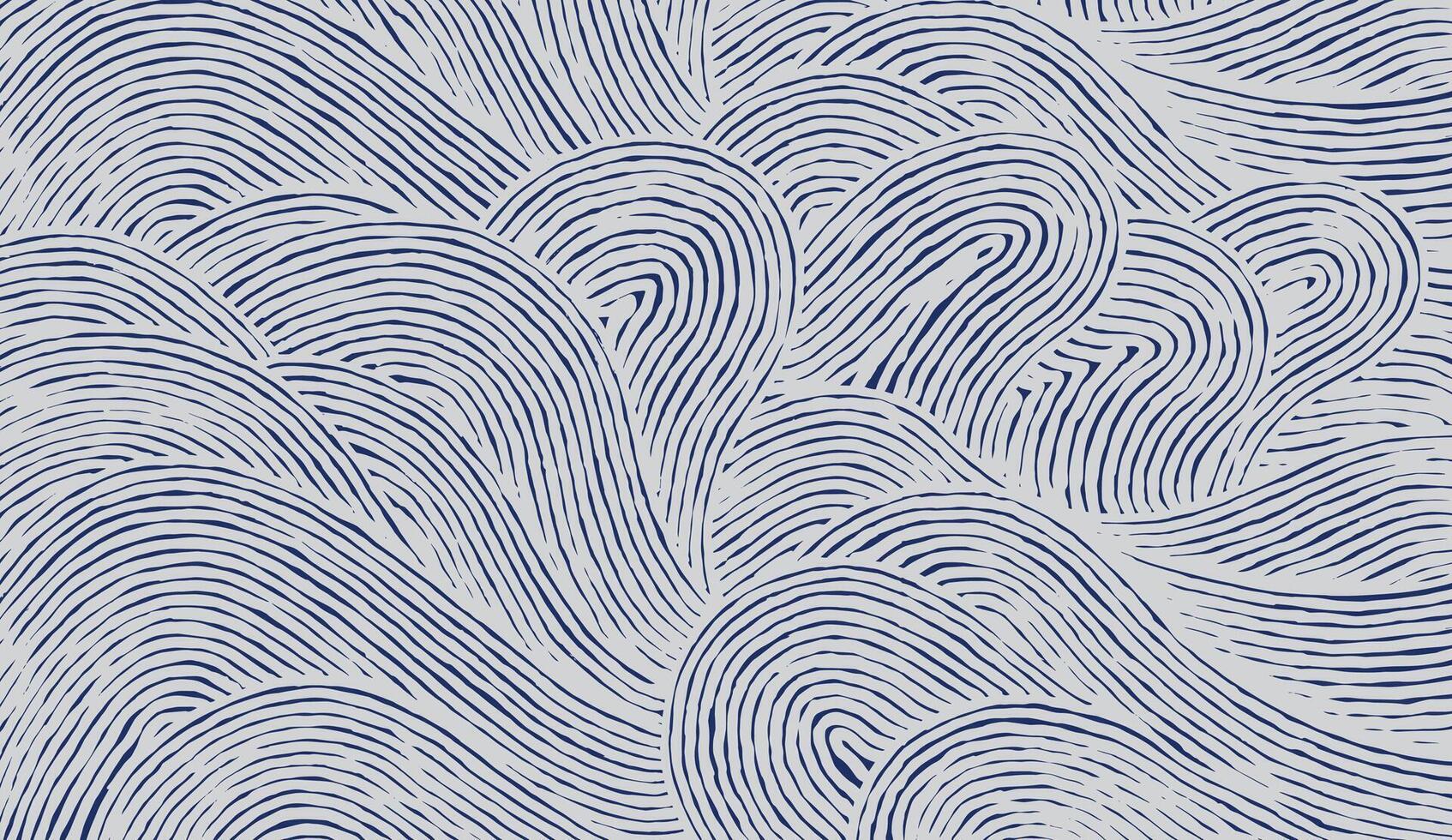 Crafted hand drawn wave brush line abstract pattern in white and indigo blue, Japanese and ethnic, tribal wood carving, block print textured surface background, simple graphic for decoration, fabric vector