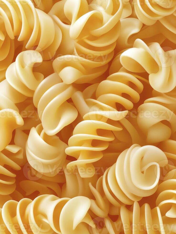 Close-up of Uncooked Fusilli Pasta Creating an Abstract Food Background photo