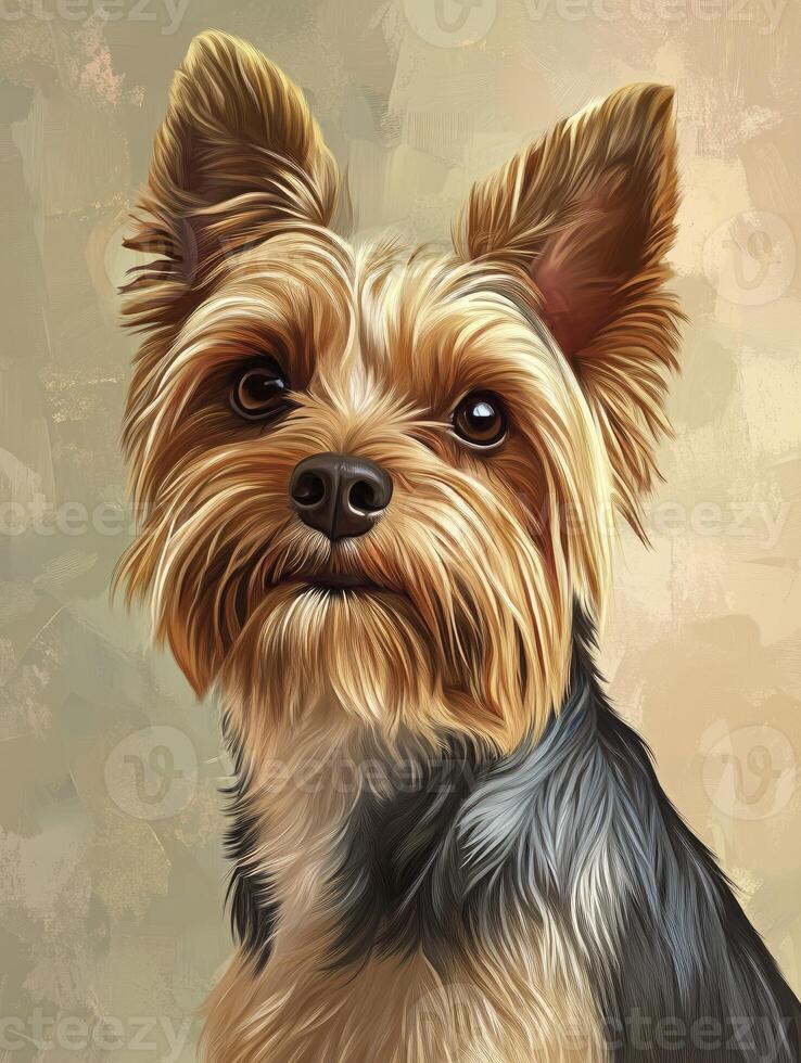 Yorkshire terrier dog portrait oil painting photo