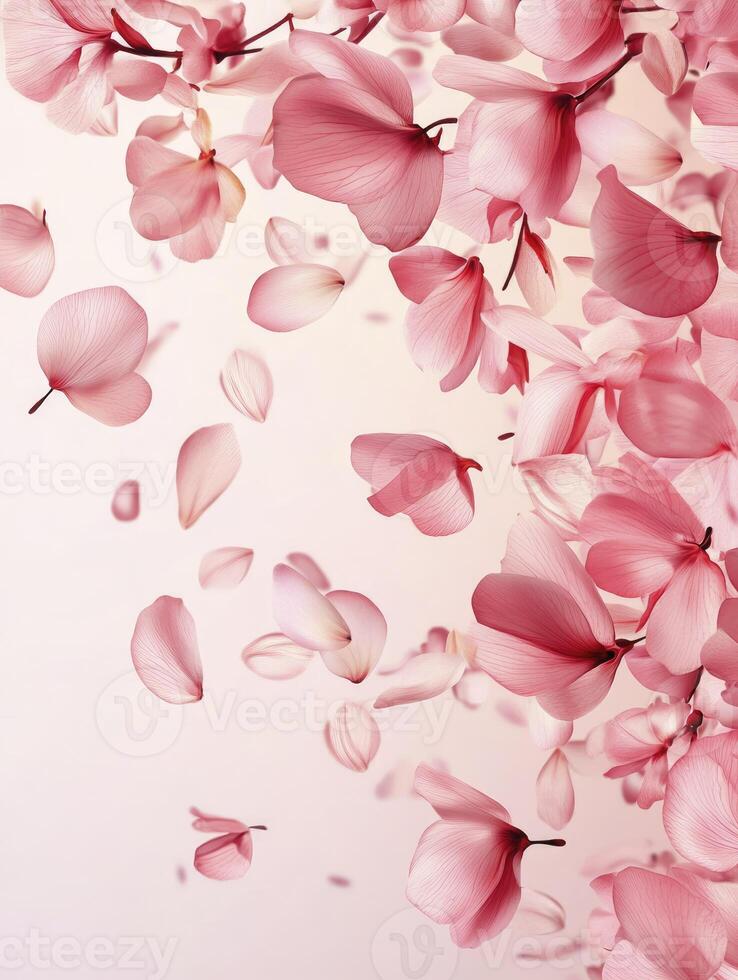 Floating Pink Flower Petals Creating Delicate Floral Background Image Texture photo