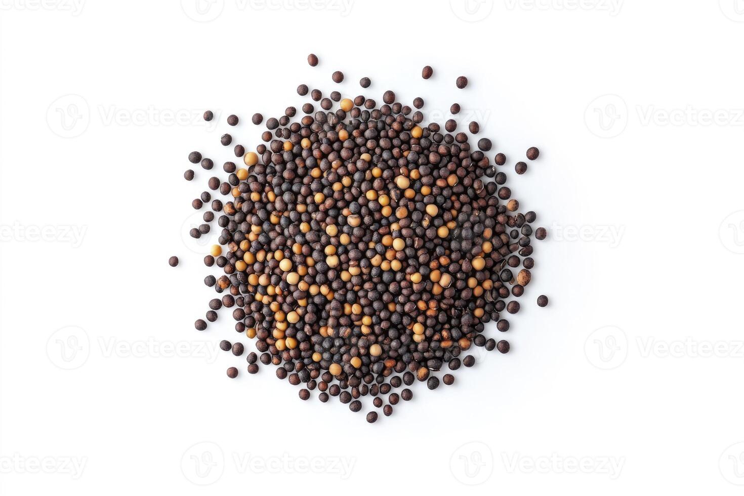 Pile of Mustard Seeds on White Background for Culinary and Agricultural Use photo