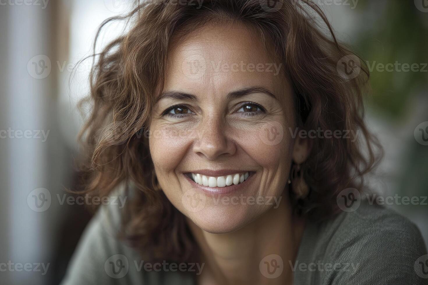 Woman Smiling with Genuine Warmth and Positive Expression in Indoor Setting photo