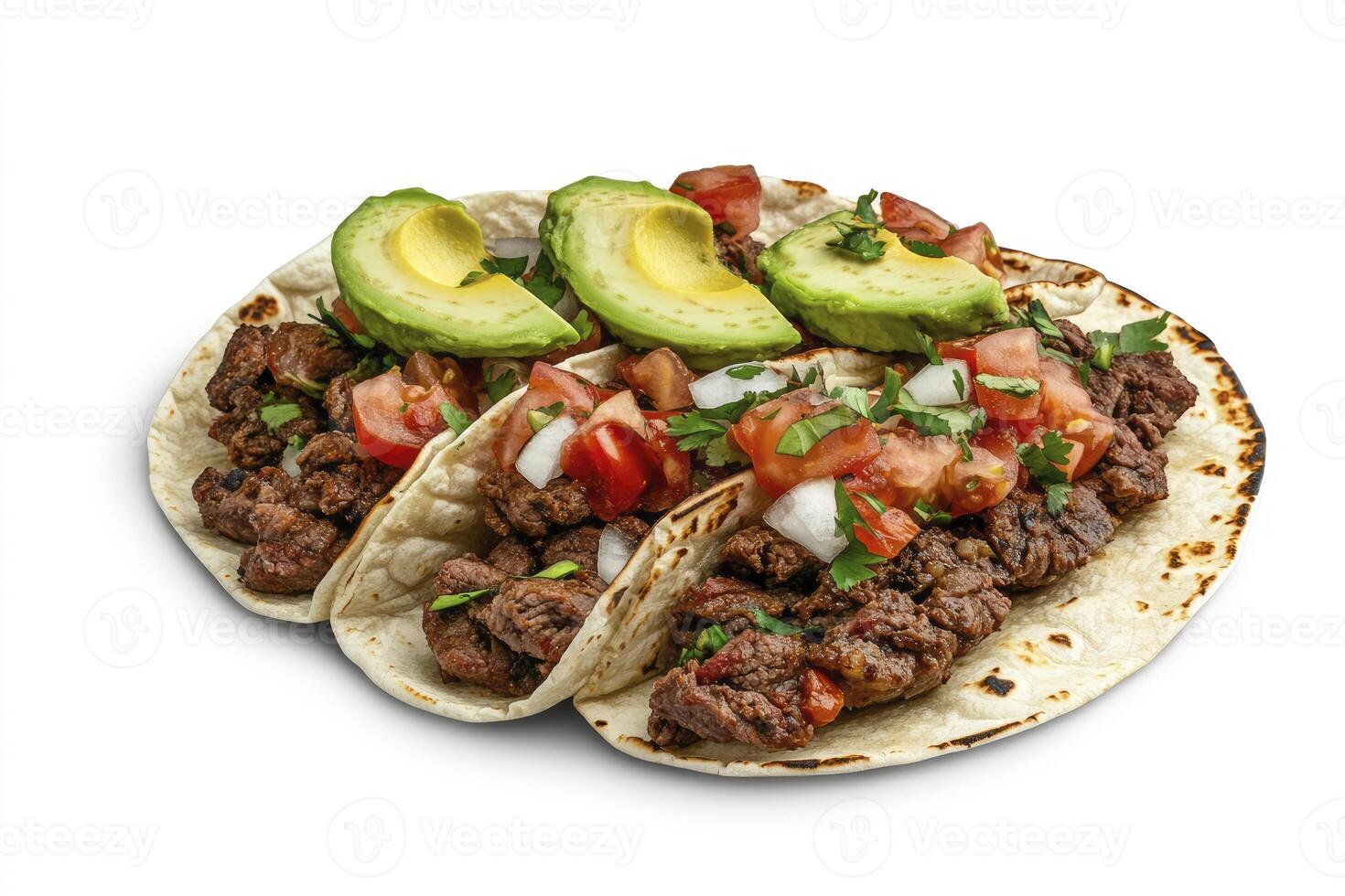 Delicious Beef Tacos with Avocado and Fresh Salsa Ready to Eat photo