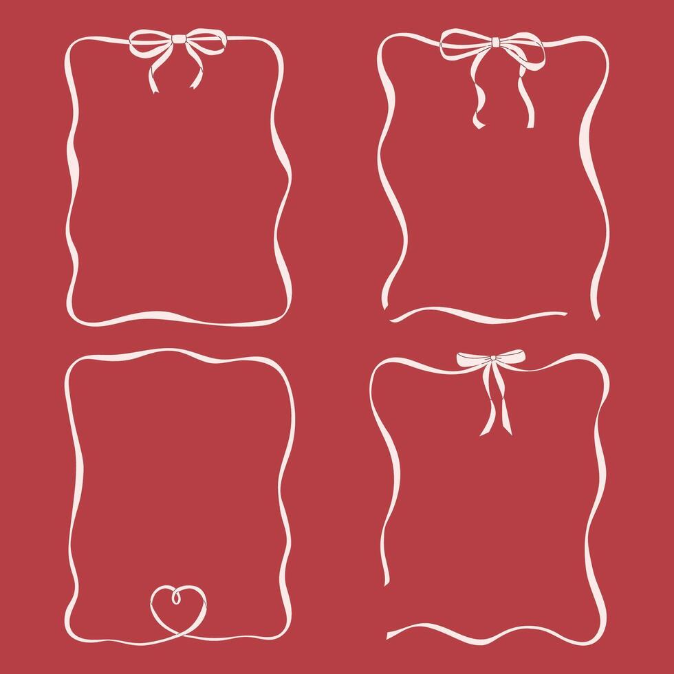 Trendy vintage bows and ribbons frame collection vector