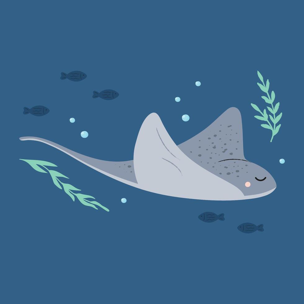 Cute stingray animal illustration vector