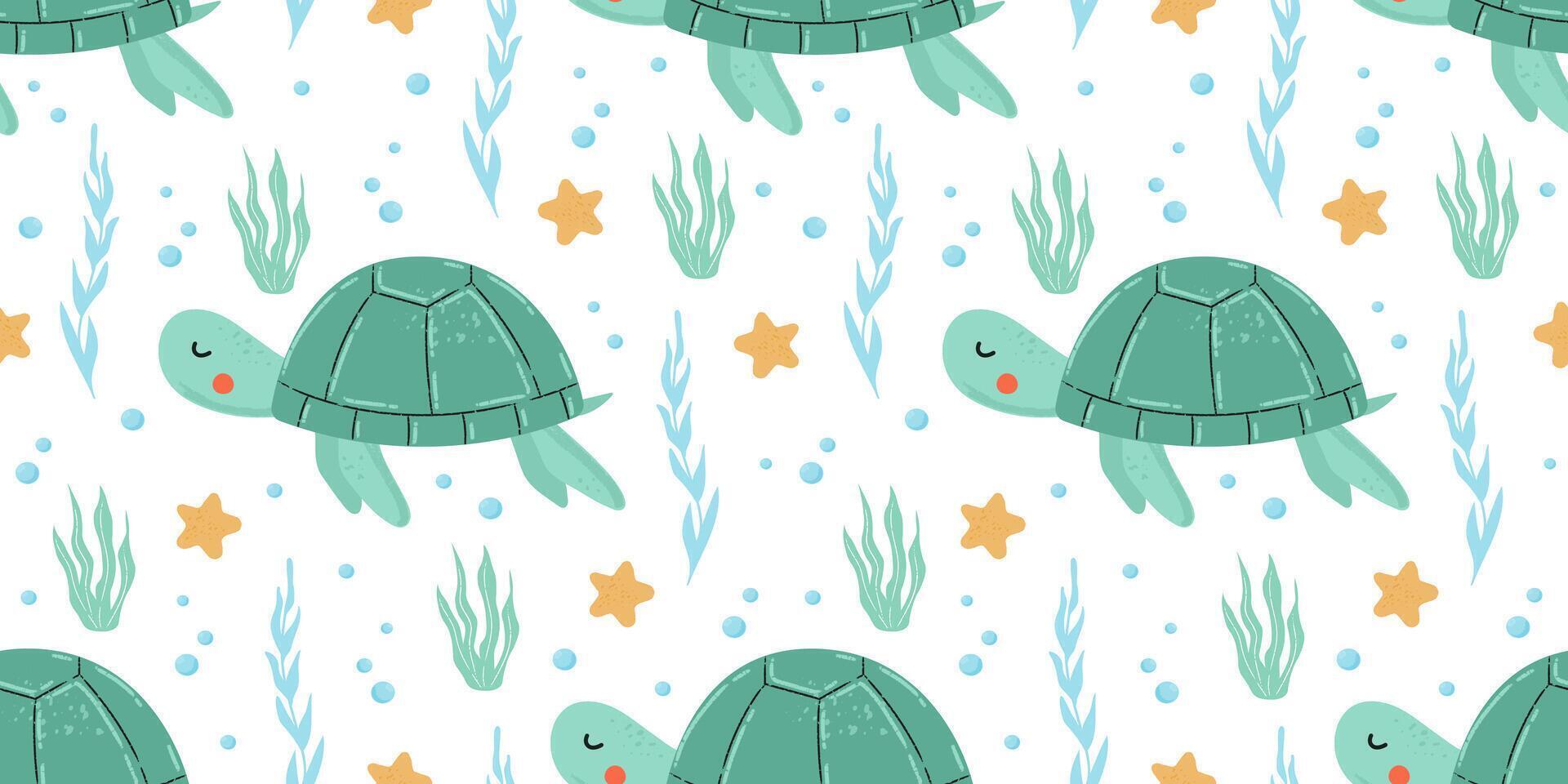Turtle animal seamless pattern vector
