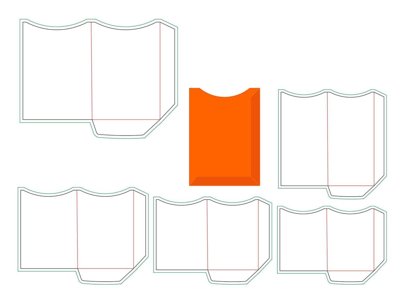 5 Sizes Card Holder Pocket Envelope Template vector
