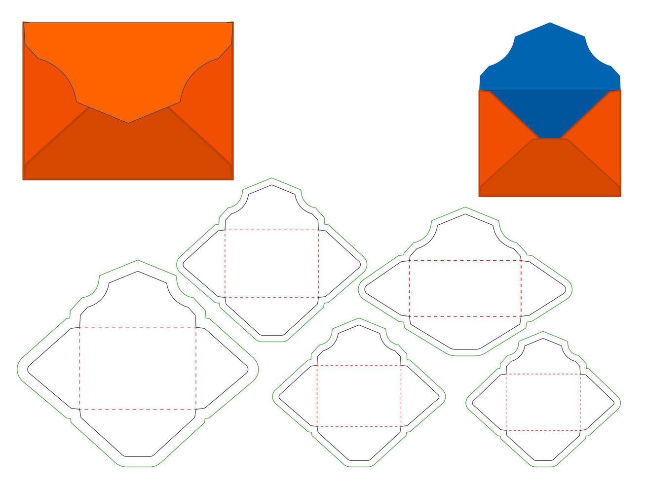 Custom Euro flap Envelope Dieline Template vector