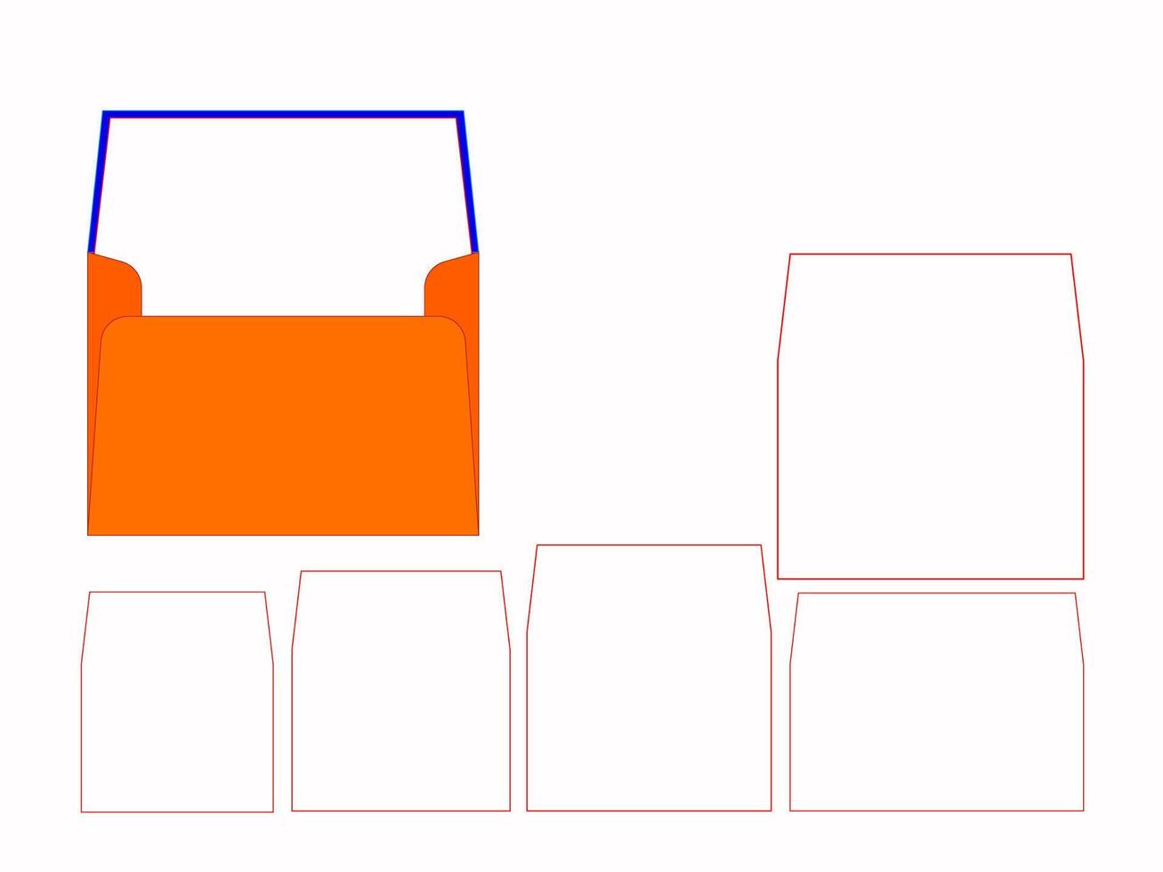 5 Sizes SQUARE Flap Envelope Liner Template vector