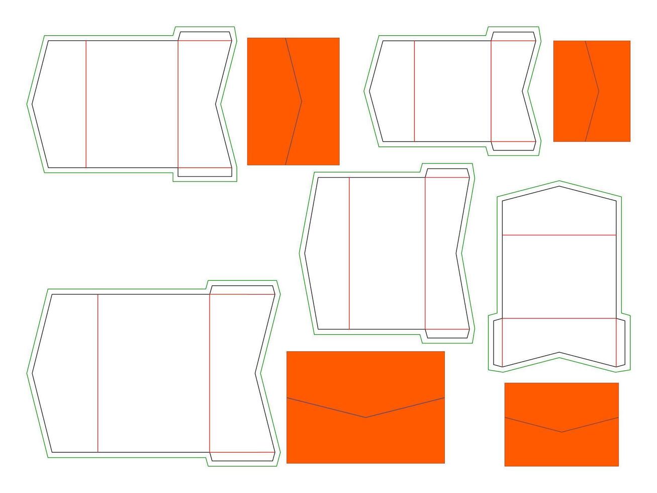 Matte Pocketfold Envelope Dieline Template vector