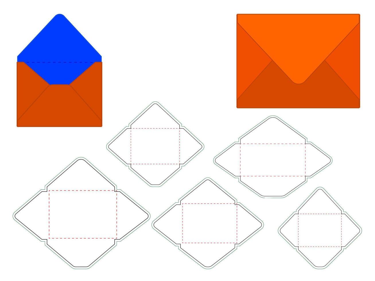 Popular 5 sizes Euro Flap Envelope Template vector