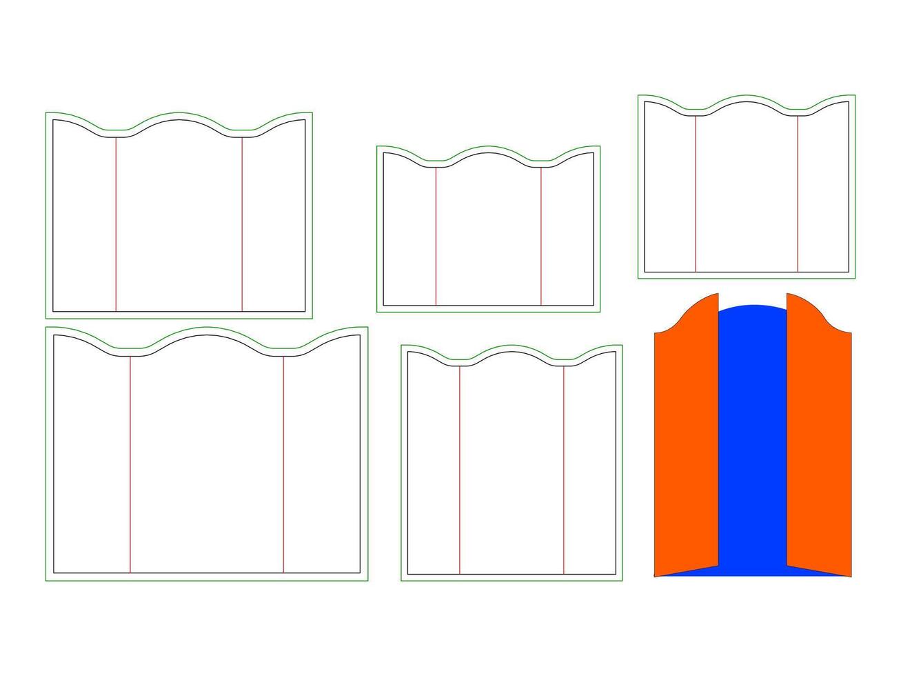 Door Style folding Envelope Dieline Template vector
