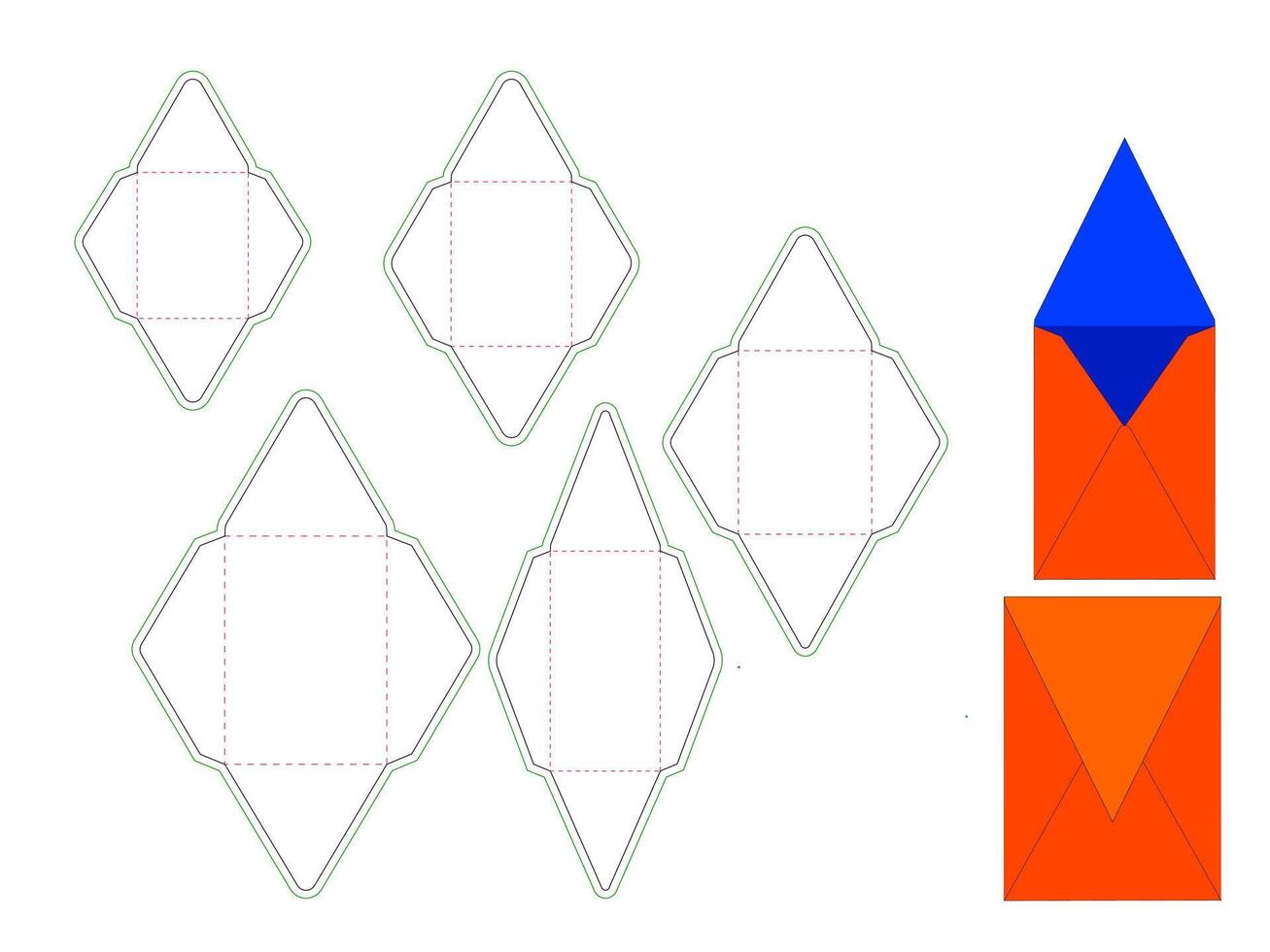 Luxury Envelope die cut Dieline Template vector
