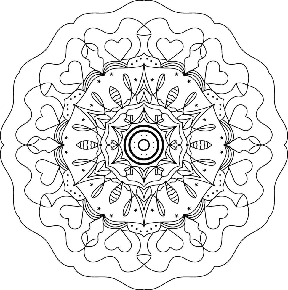 A coloring page with a circular design vector