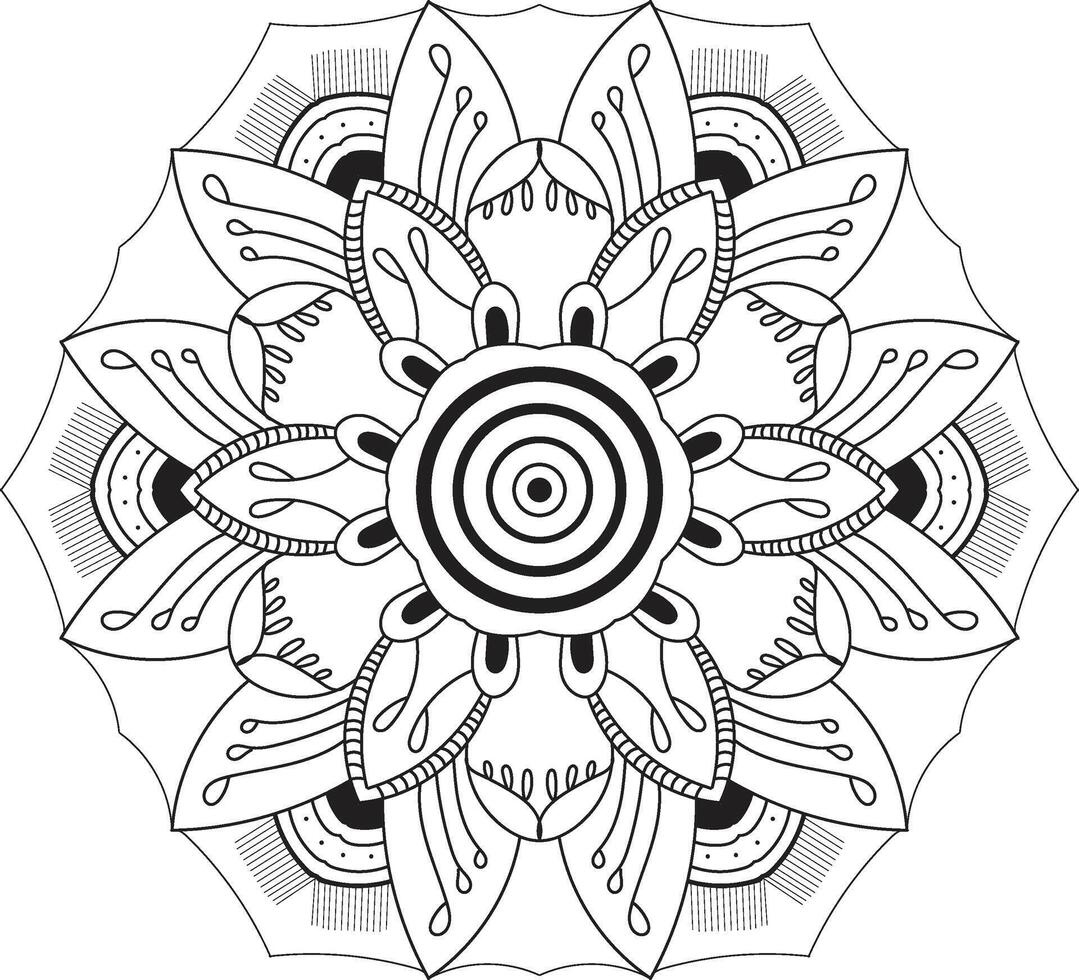 A coloring page with a flower design vector
