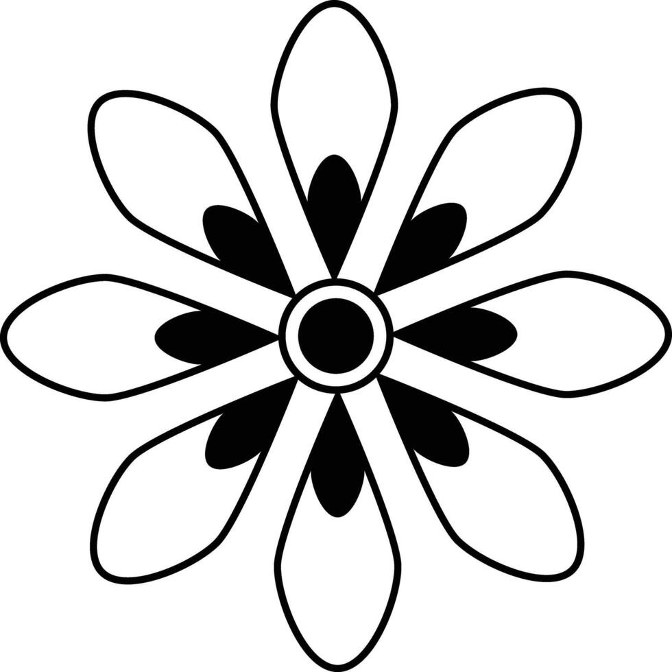 A black and white flower outline vector